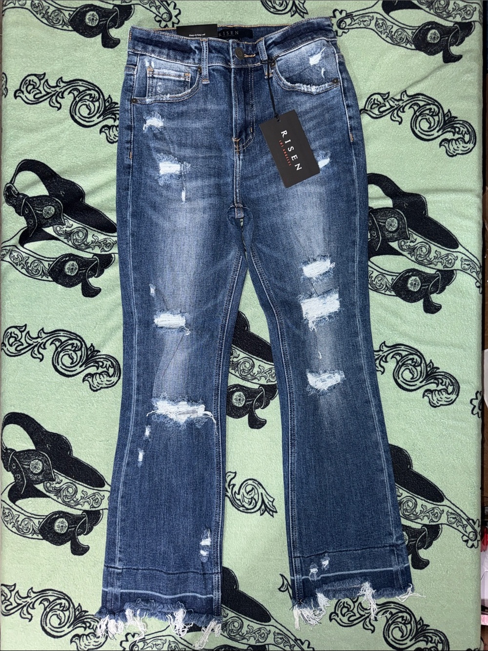 NWT Risen Women's Mid-Rise Straight-Leg Distressed Jeans Size 25/1